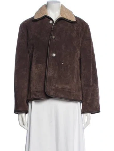 Pre-owned Still Here Suede Jacket In Brown