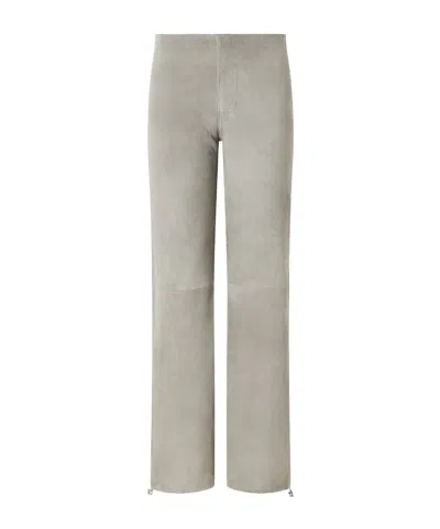 Still Here Sport Jean Paneled Suede Low-rise Straight-leg Pants In Gray