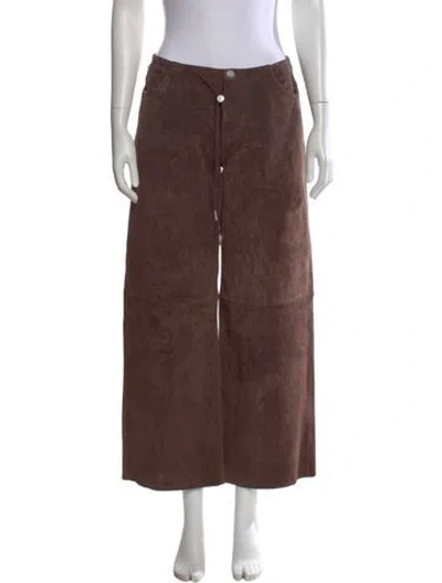 Pre-owned Still Here Suede Wide Leg Pants In Brown