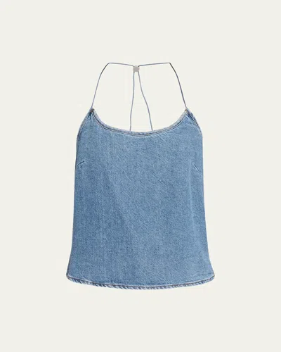 Still Here Toggle Halter Tank Top In Classic Blue