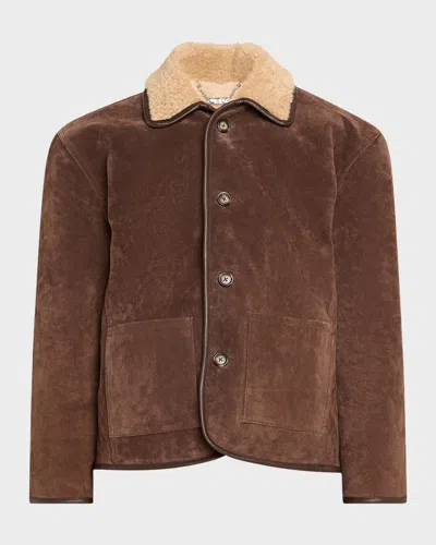 Still Here Townes Suede Jacket In Brown