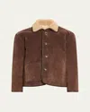 Still Here Townes Suede Jacket In Chocolate Suede