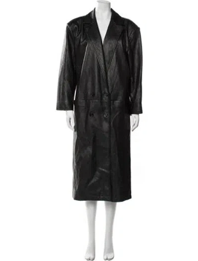 Pre-owned Still Here Vegan Leather Coat In Black
