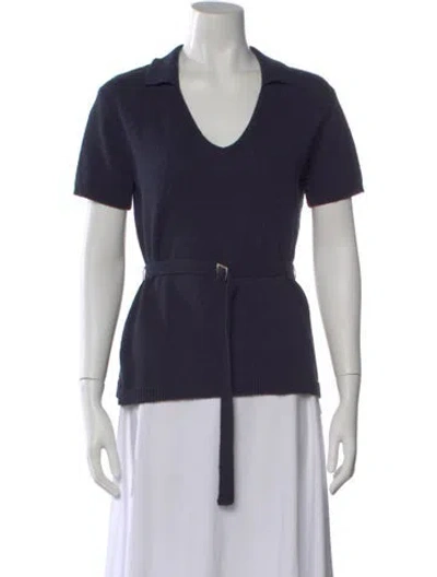 Pre-owned Still Here V-neck Short Sleeve Top In Blue