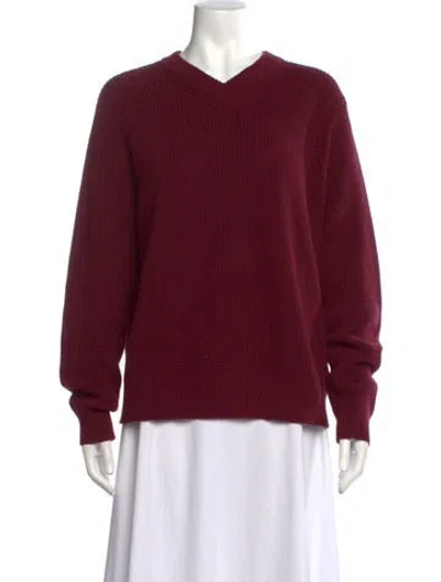 Pre-owned Still Here V-neck Sweater In Burgundy