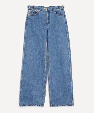 Still Here Women's Buckle Relaxed Jeans In Classic Blue