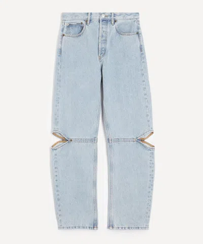 Still Here Women's Cowgirl Straight-leg Cut-out Jeans In Vintage Blue