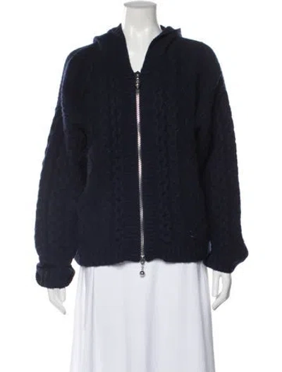Pre-owned Still Here Wool Open Front Sweater In Blue