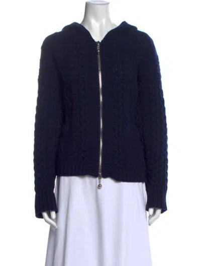 Pre-owned Still Here Wool Open Front Sweater In Blue