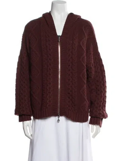 Pre-owned Still Here Wool Open Front Sweater In Brown