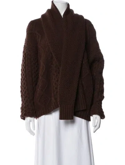 Pre-owned Still Here Wool Open Front Sweater In Brown