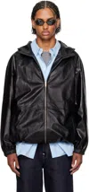 Still Kelly Black Hooded Leather Jacket In Black
