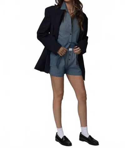 Stillwater Denim Chambre Boxer Short In Indigo In Gray