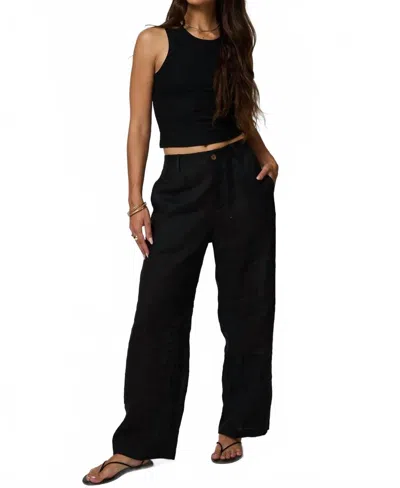 Stillwater Linen Wide Leg Barrel Pants In Black