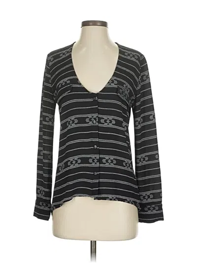 Pre-owned Stillwater Long Sleeve Top Black Plunge Neckline Tops
