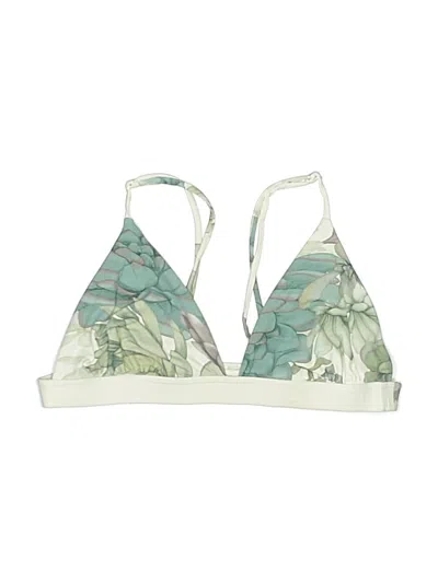 Pre-owned Stillwater Swimsuit Top Green Tropical Pattern Swimwear