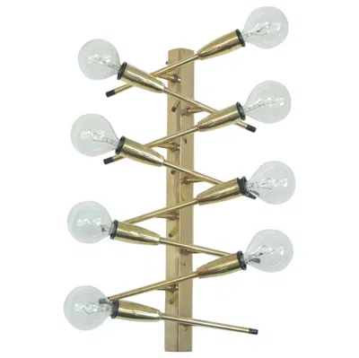 Pre-owned Stilnovo 1950s Italian Brass Linear Wall Lamp In Sand