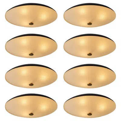 Pre-owned Stilnovo 1950s  Opaline Glass & Black Metal Ceiling Lamp