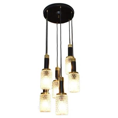 Pre-owned Stilnovo 1960's 6 Light Glass Pendant By  In Sand