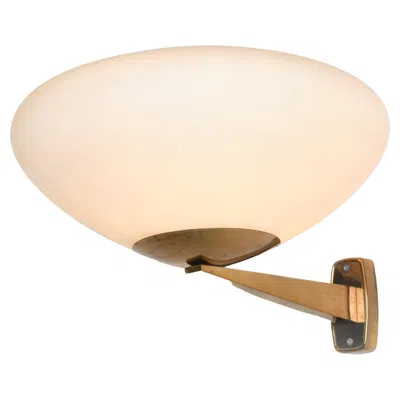Pre-owned Stilnovo 1960 Ca. Wall Lamp In Brass And Opaline Glass In White