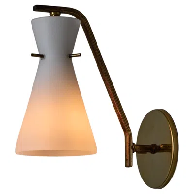 Pre-owned Stilnovo 1960s  Sculptural Opaline Glass And Brass Wall Lamp In Brown