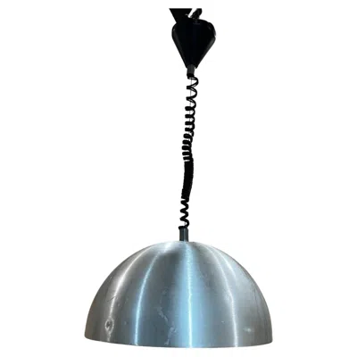 Pre-owned Stilnovo 1960s  Silver Demilune Aluminum Pendant Lamp Milan Italy