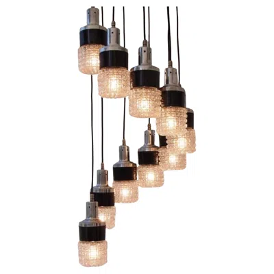 Pre-owned Stilnovo 1970s Mid-century Modern Ten Lights Italian Cascading Chandelier In Sand