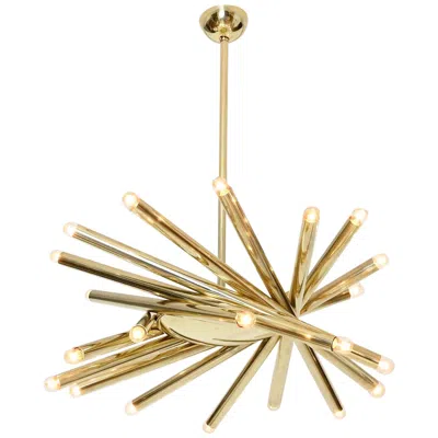 Pre-owned Stilnovo 24 Light Brass Chandelier, Circa 1960 In Sand