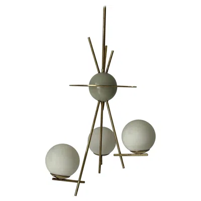 Pre-owned Stilnovo 3-armed Ball Glass Orbit Design Ceiling Lamp, Attr. To , 1950s, Italy In Transparent