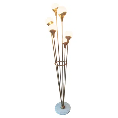 Pre-owned Stilnovo 6 Globes Brss And Glass Floor Lam  Style In Sand