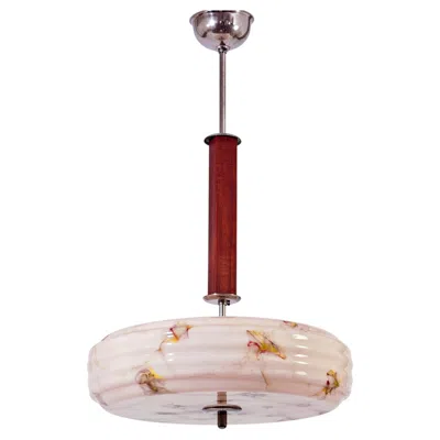 Pre-owned Stilnovo Art Deco Marble Effect Hand-blown Murano Glass Pendant Light, Italy, 1930s In Brown