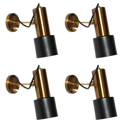 Pre-owned Stilnovo Brass Sconces, Mid-century Modern, Italy Circa 1960s In Black
