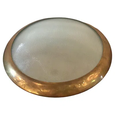 Pre-owned Stilnovo Ceilling Light/sconce Glass Brass Metal 1950 Italy In Brown