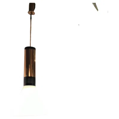 Pre-owned Stilnovo Chandelier Brass Opaline Glass 1950 Italy In Black