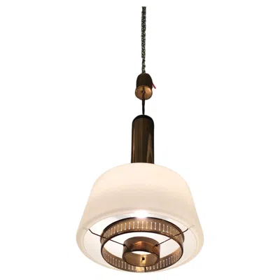 Pre-owned Stilnovo Chandelier Brass Opaline Glass 1955 Italy In Sand
