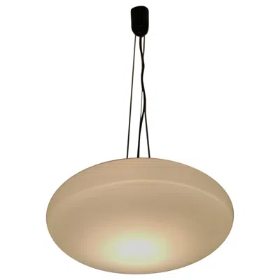 Pre-owned Stilnovo Chandelier “ciambella” 1950 Opaline Glass Metal Brass, Italy In Sand