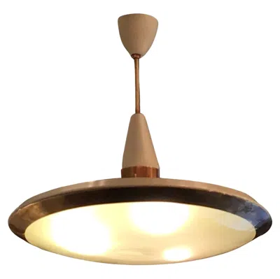 Pre-owned Stilnovo Chandelier “disco Volante” Glass Brass 1950 Italy In Sand