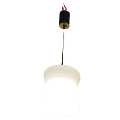Pre-owned Stilnovo Chandelier Opaline Glass Brass 1950 Italy In Sand
