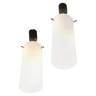 Pre-owned Stilnovo Chandeliers White Glass Brass Plastic, 1960, Italy
