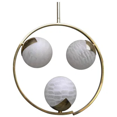 Pre-owned Stilnovo Circle Shaped Opaline Glass And Brass Pendant, Italy, Attrib To , 1960s In Transparent