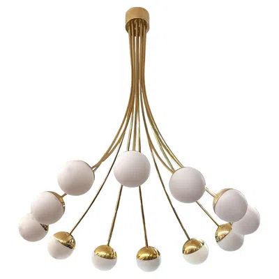 Pre-owned Stilnovo Contemporary Twelve-arm Brass Chandelier In  Style In Sand