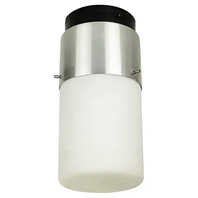 Pre-owned Stilnovo Cylindrical White Glass And Black Aluminium 1950s Flushmount Lamp By