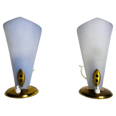 Pre-owned Stilnovo Extraordinary Mid-century Modern Italian Brass Table Lamps, Pair, 1960s In Transparent