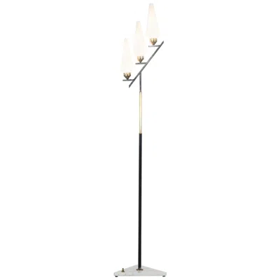 Pre-owned Stilnovo Floor Lamp With Marble Base In The Manner Of , Italy, 1950s In Sand