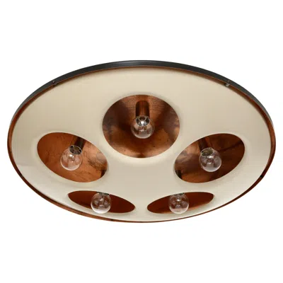 Pre-owned Stilnovo Flush Mount Ceiling Light Model 1243, Italy Circa 1960s In Sand