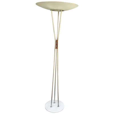 Pre-owned Stilnovo ‘gaetano Sciolari' Floor Lamp, Model 4075, Marble Base And Ottone Niche In Sand