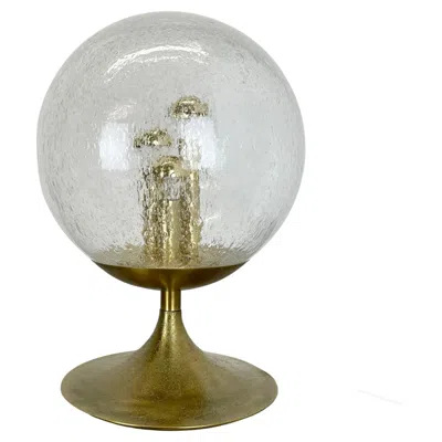 Pre-owned Stilnovo Huge 44cm Hollywood Regency  Style Brass Ball Table Light, Italy 1970s In Transparent