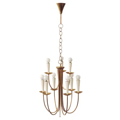 Pre-owned Stilnovo Italian 1950s Ceiling Lamp In Brass In Sand