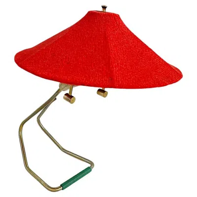 Pre-owned Stilnovo Italian Designer Mid-century Modern Brass Table Lamp, 1950s, Italy In Red