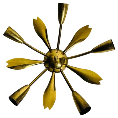 Pre-owned Stilnovo Italian Midcentury Brass 5-arm Sputnik Chandelier, 1950s In Brown